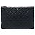Chanel Large Quilted Lambskin O Case Clutch Schwarz
