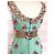 Manoush Vestido Féerie Piecettes Bordado em Lã de Algodão e Couro Rosa Turquesa Gold hardware - vista 2