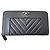 Chanel Chevron Leather Zipped Wallet in Grey Black