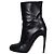Gucci Black Leather Ankle Boots Sculptural Heel Zip Closure Size 37 Pre-owned