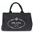 Prada Canapa Triangle Logo Tote Bag Black