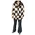 Autre Marque Cappotto vintage in pelliccia di coniglio a scacchi Marrone Bianco