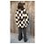 Autre Marque Cappotto vintage in pelliccia di coniglio a scacchi Marrone Bianco - vista 2