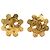 Boucles d'oreilles clips Chanel Gold CC plaquées or motif fleur Doré