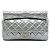 Clutch Roll Reissue 2.55 Chanel em pele de cordeiro metálica acolchoada prateada Prata