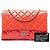 Clutch de solapa acolchada de charol rosa Chanel CC con cadena - vista 7