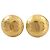 Chanel Gold CC vergoldete gesteppte runde Clip-On-Ohrringe Golden