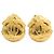 Boucles d'oreilles clips Chanel Gold CC Logo plaqué or Doré