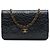 Portefeuille Chanel Black CC Embossed Lambskin Camellia Wallet On Chain Noir