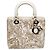 Dior White Medium Calfskin Embroidered Jardin D Hiver Lady Dior Blanco