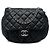 Borsa a tracolla Chanel nera grande trapuntata in pelle d'agnello lavata con catena Nero