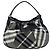 Burberry Gray Beat Check Nylon Schultertasche Braun