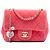 Chanel Pink Mini Square Classic Velvet Pearl Crush Single Flap Rosa