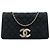 Chanel Black Quilted Suede Faux Pearl And Crystal CC Chain Flap Nero