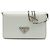 Prada Mini Borsa a Tracolla in Pelle Spazzolata Bianca con Catena Bianco