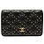 NEUE CHANEL A70630 GELDBÖRSE AUS SCHWAREM STEPPLEDER MIT NIETEN CC LOGO Schwarz
