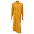 Vestido midi em algodão amarelo com acabamento em renda de crochê Alaïa