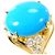 Autre Marque Anello a fascia in oro giallo 18K con turchese e diamante D'oro - vista 2