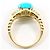 Autre Marque Anello a fascia in oro giallo 18K con turchese e diamante D'oro - vista 3
