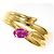 Autre Marque 18K Yellow Gold Band Ring with Ruby and Diamond Golden