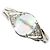 Autre Marque Platin-Bandring mit Diamanten und Opal