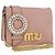 Bolsa de Ombro com Corrente Miu Miu em Couro Rosa Dourado Auth 202534A