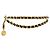 CHANEL - Cintura Medallion Chanel vintage in catena dorata e pelle liscia nera