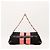Borsa a tracolla Gucci in tela monogram e seta a righe Nero Rosa - vista 3