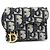 Dior Saddle Oblique Canvas Calfskin Trifold Wallet Blue