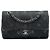 Chanel Black Medium Classic Printed Denim Double Flap Nero