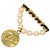Chanel Gold CC vergoldete Brosche mit Imitationsperlenkette Golden