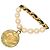 Chanel Gold CC vergoldete Brosche mit Imitationsperlenkette Golden - Ansicht 2