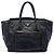 Prada Black Vitello Daino Convertible Tote mit Fronttasche Schwarz
