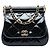 Clutch Chanel Black CC Quilted Patent Frame con catena Nero