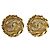 Chanel Gold CC vergoldete runde Clip-On-Ohrringe mit Strass Golden