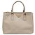 Prada Bolsa Galleria Double Zip Medium em couro Saffiano Cinza Marrom