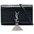 Autre Marque Saint Laurent Cartera con cadena Monogram Kate con borla en piel grabada efecto cocodrilo negro