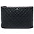 Clutch Chanel Black Large Quilted Lambskin O Case Nero