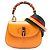 Bamboo Borsa Gucci Orange Mini Calfskin Web 1947 con manico in bambù Arancione