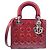 Borsa a tracolla Christian Dior Lady Medium Cannage in vernice smaltata rossa