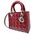 Borsa a tracolla Christian Dior Lady Medium Cannage in vernice smaltata rossa - vista 3