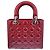 Borsa a tracolla Christian Dior Lady Medium Cannage in vernice smaltata rossa - vista 5