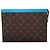 Louis Vuitton Monogram Macassar Pochette Voyage Clutch Bag Marron Bleu Beige