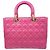 Borsa Christian Dior Lady Large Cannage in pelle d'agnello rosa - vista 2