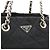 Prada Tessuto Schultertasche mit Kette und Dreieck Schwarz - Ansicht 9