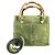 Borsa a spalla Gucci Vintage Bamboo in camoscio Verde - vista 2