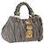 Miu Miu Matelassé Handtasche Leder 2way Grau Gold Auth 167719M Braun Golden