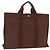 Hermès HERMES Her Line MM Hand Bag Canvas Brown Silver Auth 207690A Braun Silber