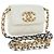 CHANEL Matelasse Chain Shoulder Pouch Lamb Skin Gold White CC Auth 206352SAM Bianco D'oro