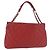 CHANEL Schultertasche mit Kette Kaviarleder Rot Silber CC Auth 202542V